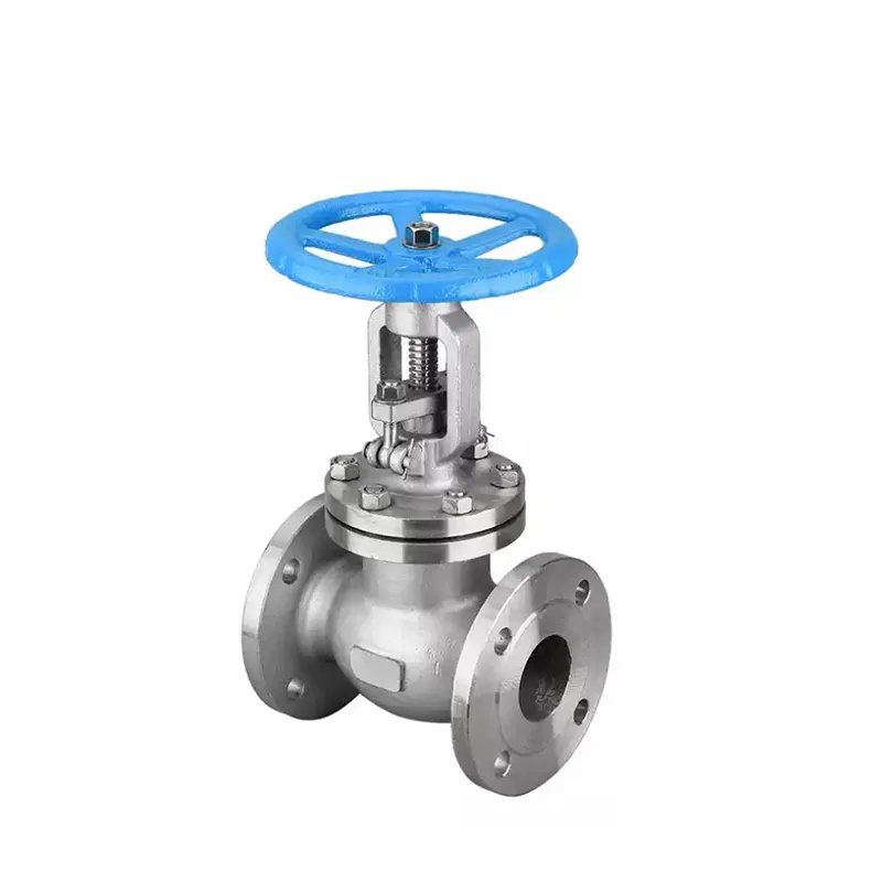 수동 스테인리스 스틸 플랜지 글로브 밸브, 핸드휠과 차체 구조 전면 모습