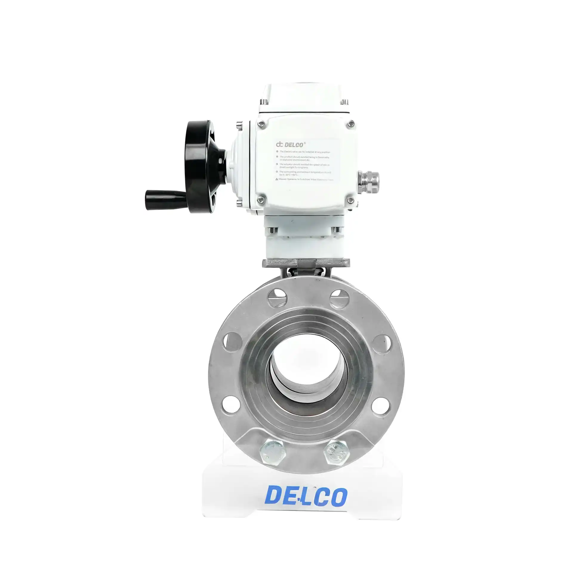 DK55-3PF 전기 스테인리스 스틸 플랜지 볼 밸브 오른쪽 모습