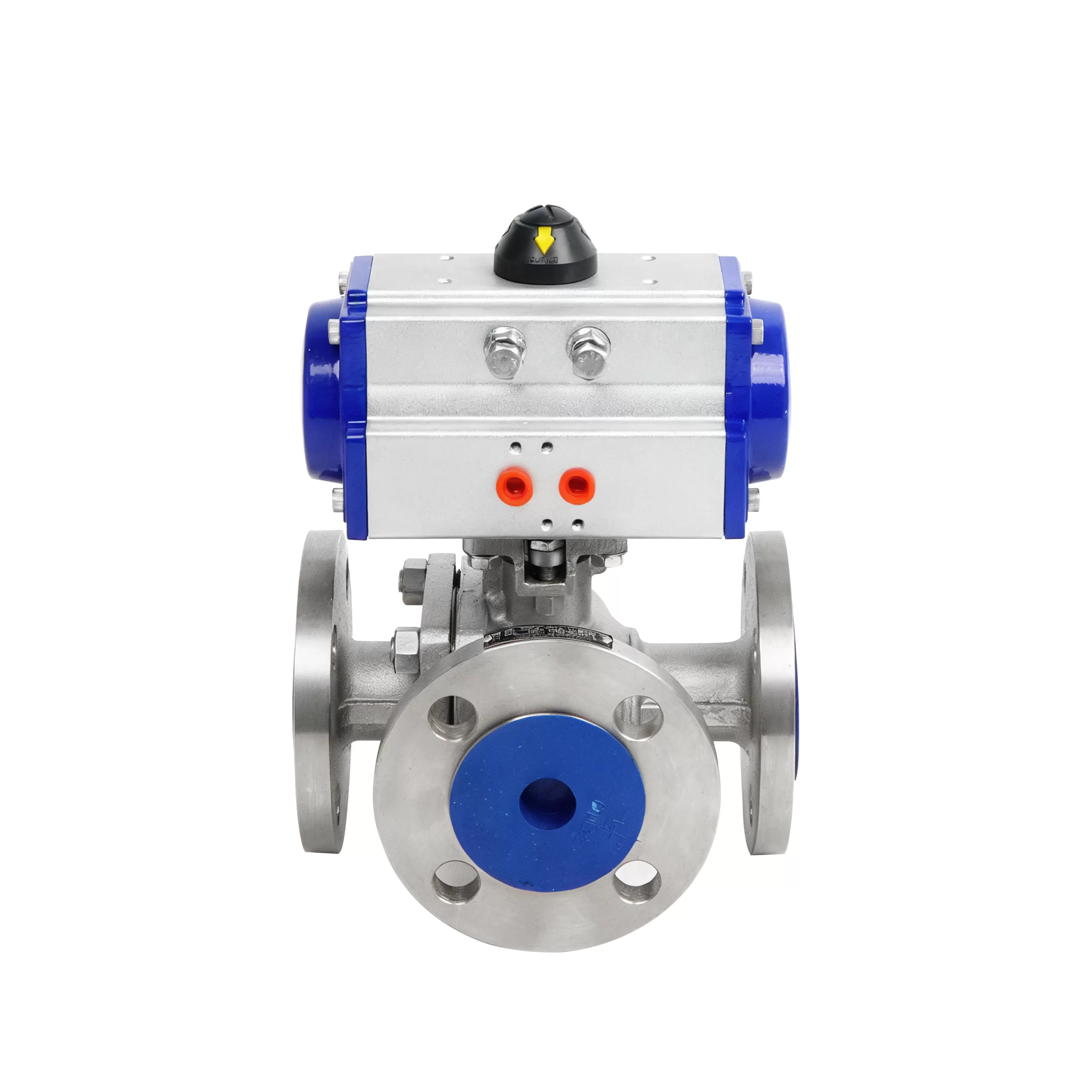 DK66-TF Pneumatic 3-Way Stainless Steel Flanged Ball Valve 3