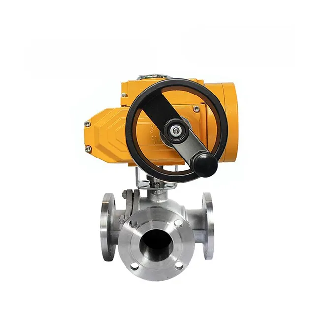 EX-DKV55-TF Electric Explosion-proof Stainless Steel Flange Three-way Ball Valve 3