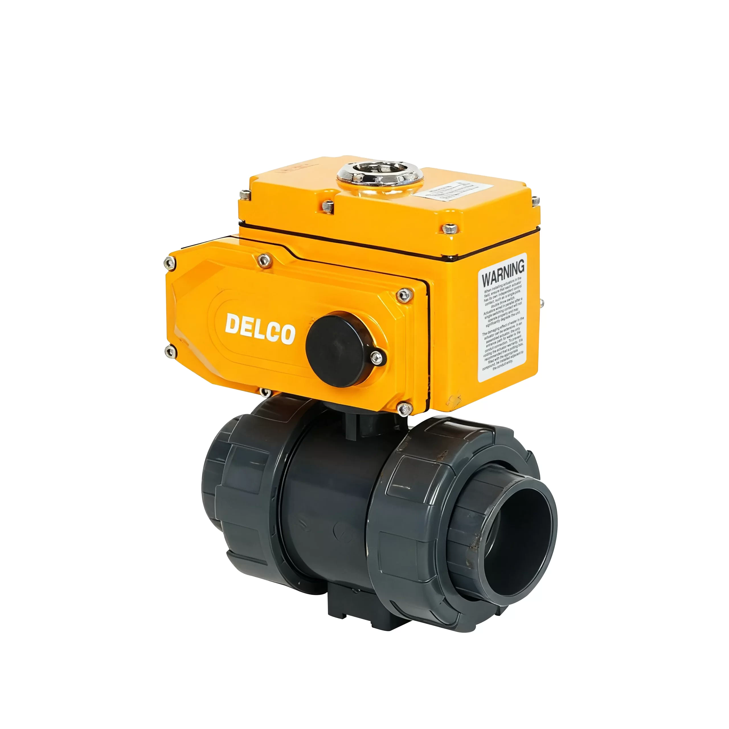 IP67-DK55-PL Electric UPVC Plastic Double Union Ball Valve 3