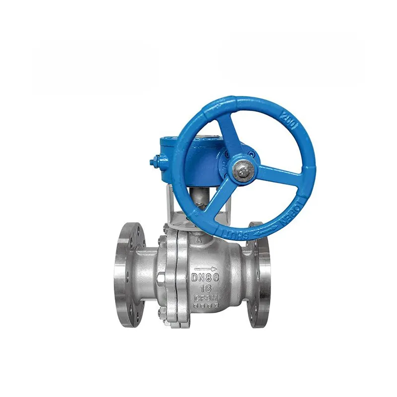 Manual Stainless Steel Ball Valve, Worm Gear, 2-Piece Flanged 1